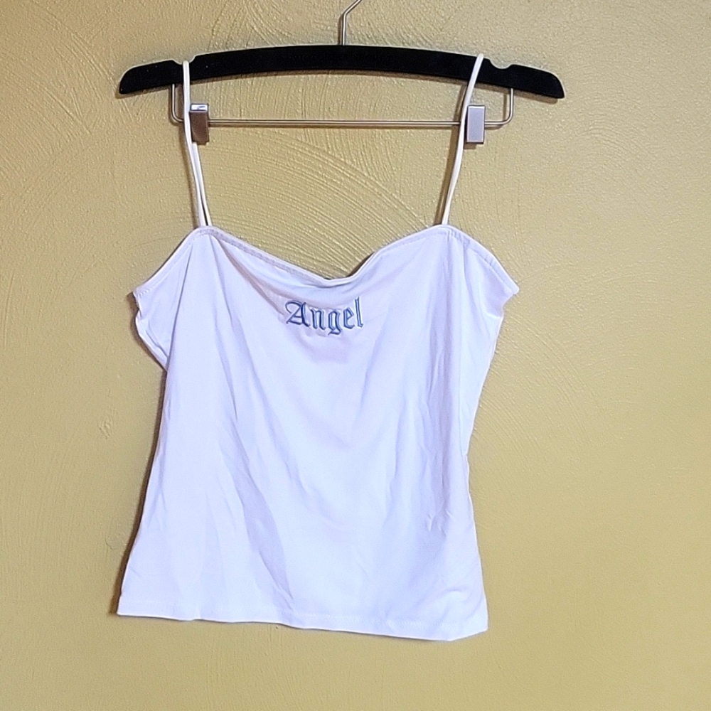 Belle Tweed large white angel cami
